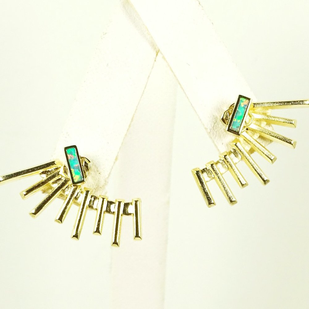 KENDRA SCOTT Kellen Gold Plated Ear Jackets in Aqua Kyocera Opal
